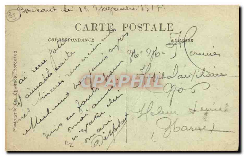 CPA Bordeaux La Tour Pey Berrland — Verso