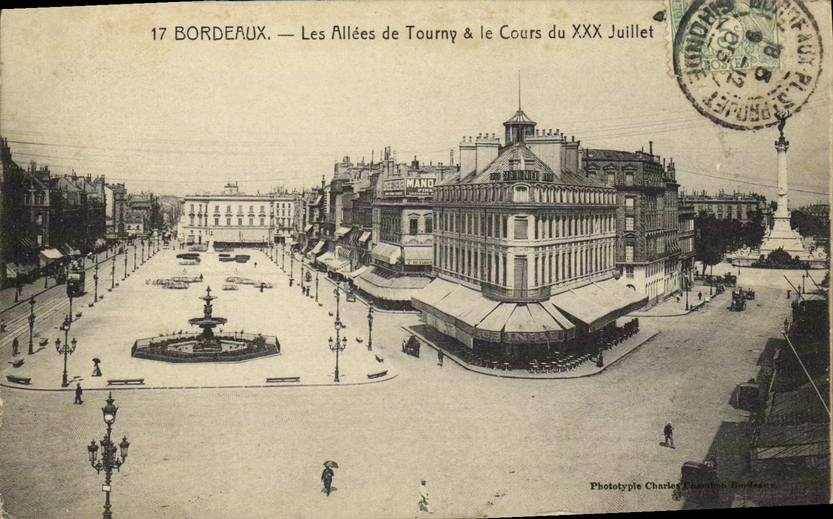 Bordeaux — Les Allées de Tourny & le Cours du XXX Juillet — Phototypie Charles Phanthon, Bordeaux