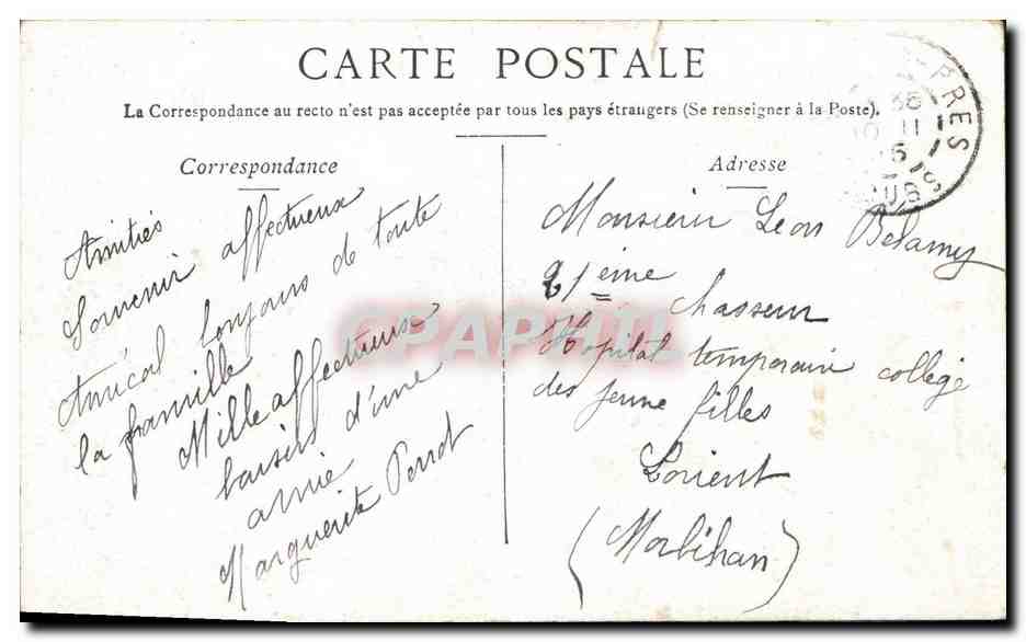 Bordeaux - Tour St. Michel — vue de la flèche gothique avec inscription et timbre — Verso