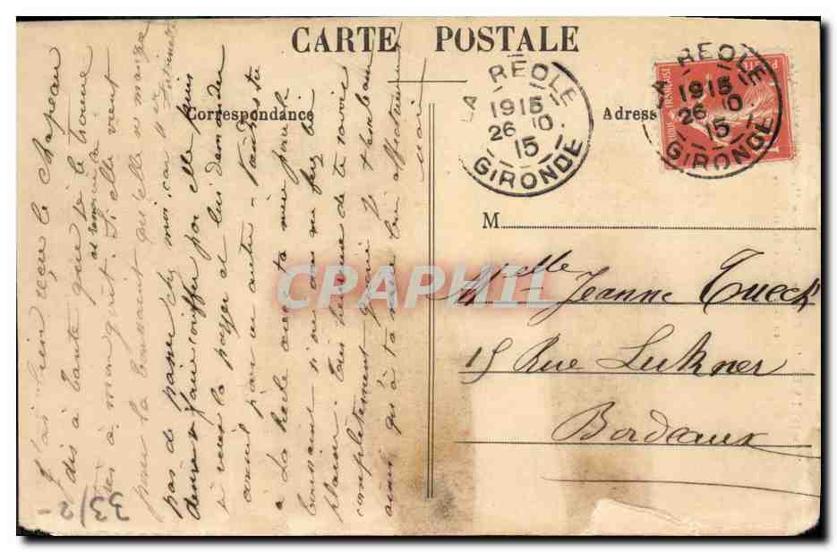 CPA La Reole Curieuse Maison en face l eglise Saint Pierre — Rückseite