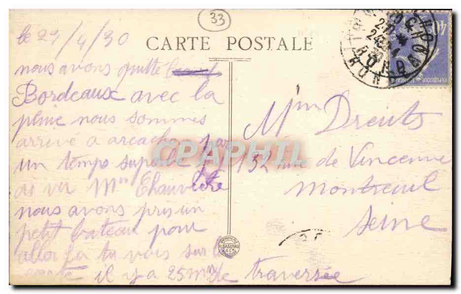 Côte d'Argent - Cap-Ferret (Gironde) — Le Vapeur Courrier du Cap et le Débarcadère Bélisaire — Éd. du Louesecmène — Rückseite