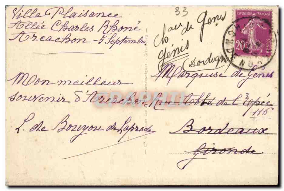 CPA Arcachon Cote d Argent La Jetee de la Rue Francois Legaliais  — Rückseite