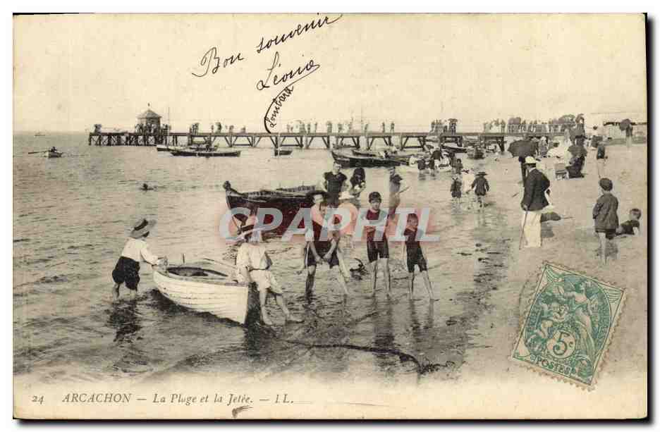 CPA Arcachon La Plage et la Jetee Enfants