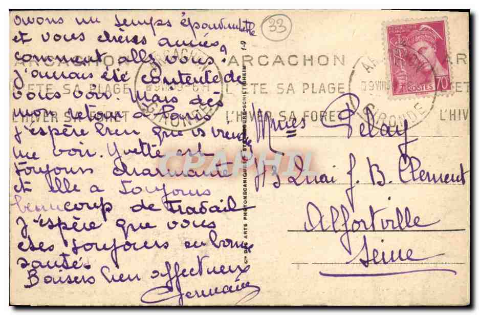 Arcachon - Côte d'Argent - Route du Moulleau à travers le Parc des Abatilles — Verso