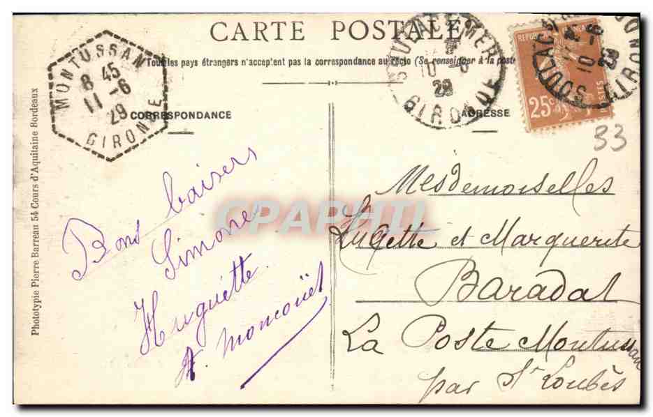 CPA Soula sur Mer Le Ponton et la Plage — Rückseite