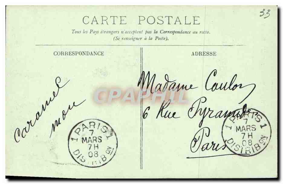 CPA Bordeaux Le Monument de Gambetta — Verso