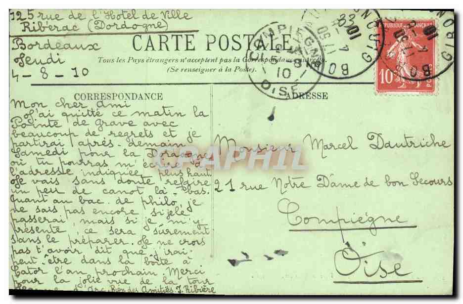 CPA Bordeaux Vieille Maison — Verso