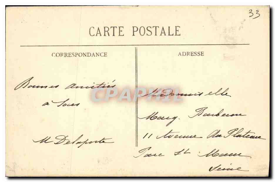 Bordeaux - Porte Bourgogne — éditeur C. F. Cloubs, n° 28 — Verso