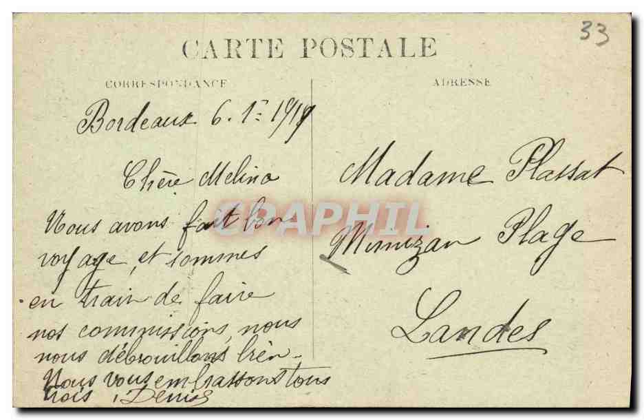 Bordeaux — Place Bourgogne — C.B — Verso