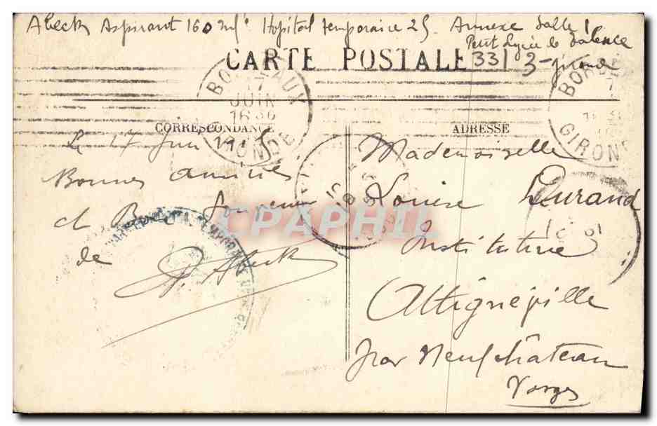 CPA Bordeaux Place des Quinconces Les colonnes rostrales — Verso