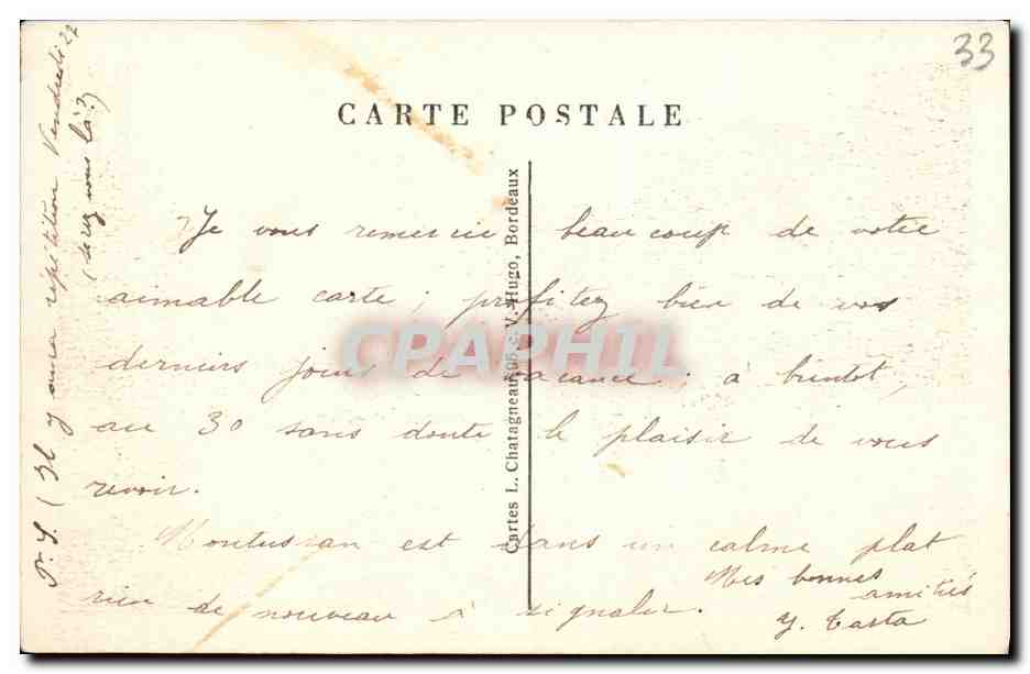 CPA Bordeaux Le Monument Gambetta sur les Allees de Tourny — Verso