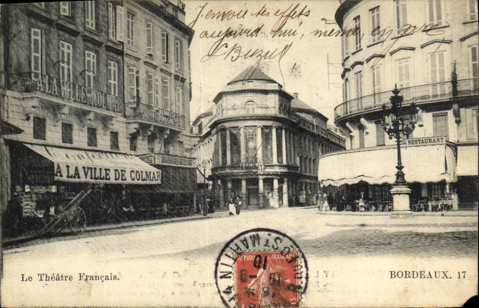 CPA Le Theatre Francais Bordeaux A la ville de Colmar