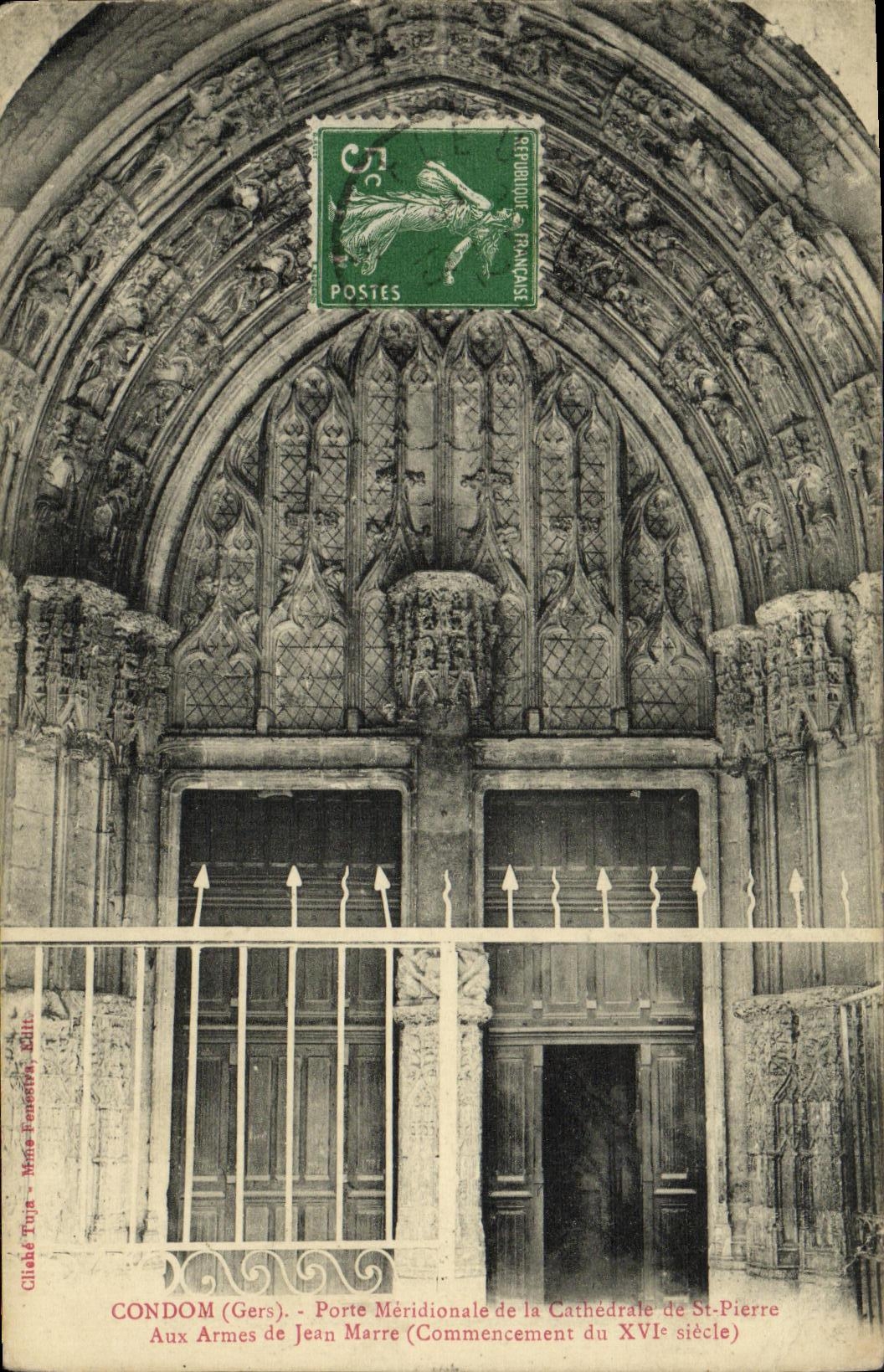 Condom (Gers) - Porte Méridionale de la Cathédrale de St-Pierre Aux Armes de Jean Marre (Commencement du XVIe siècle)