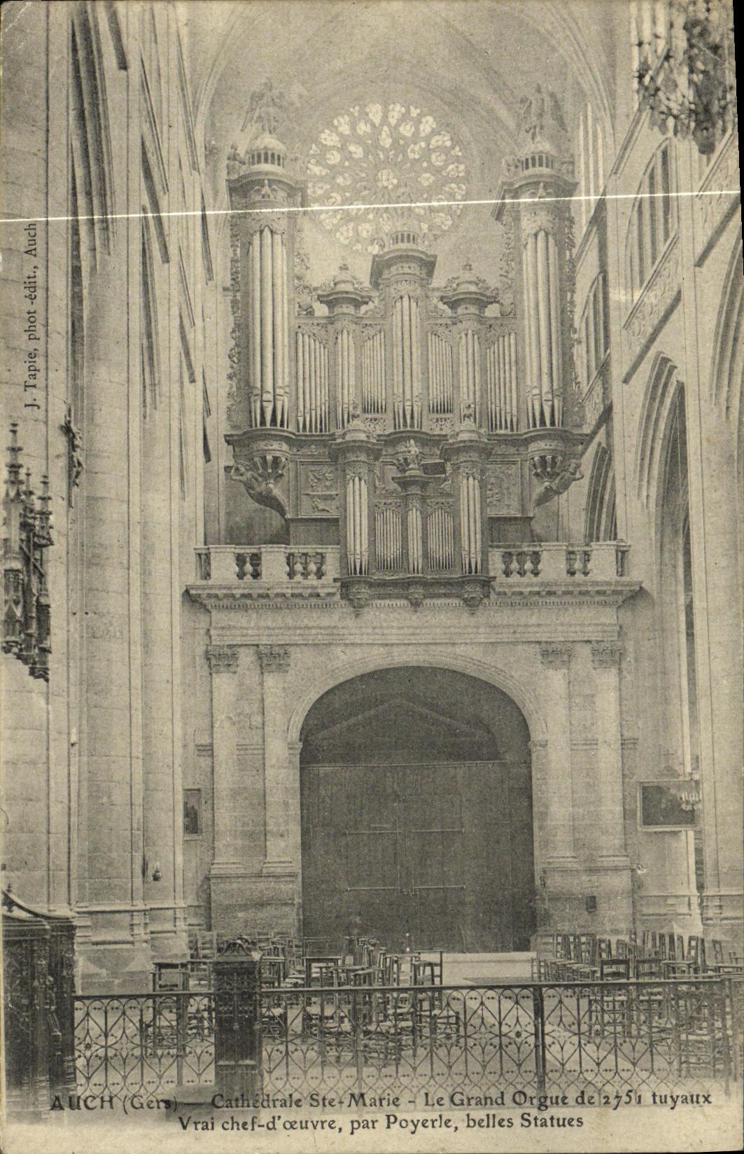 Auch (Gers) — Cathédrale Ste-Marie — Le Grand Orgue de 2751 tuyaux, Vrai chef-d'œuvre, par Poyerle, belles Statues
