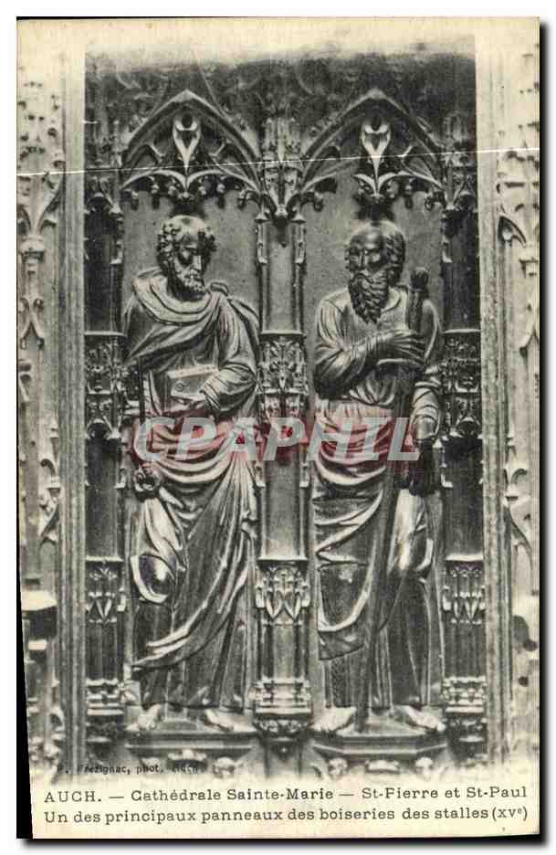 Auch — Cathédrale Sainte-Marie — Panneaux des boiseries des stalles (XVe) — Féezgnac, phot. 1900