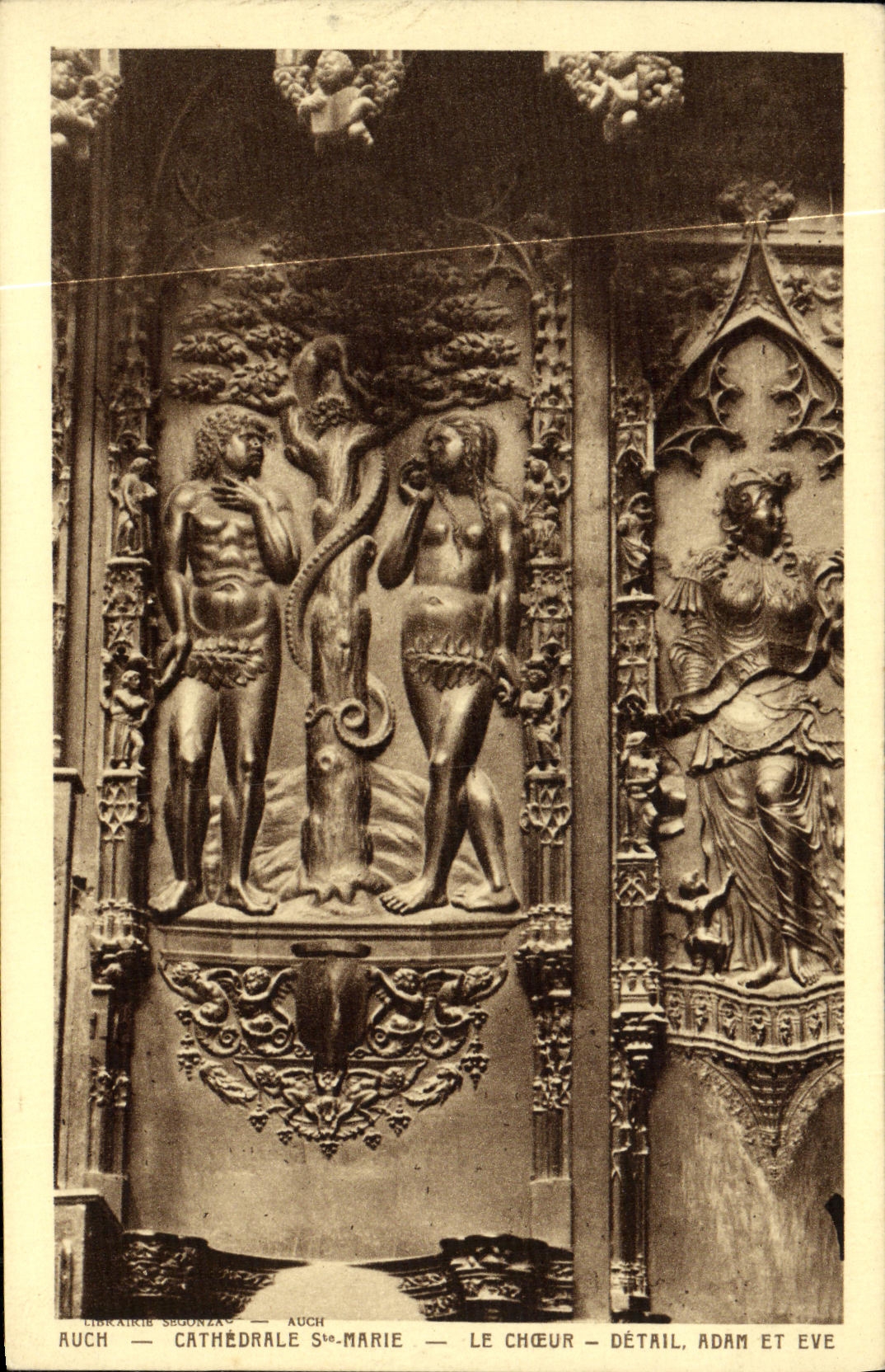 Auch — Cathédrale Sainte-Marie — Le Chœur — Détail, Adam et Ève