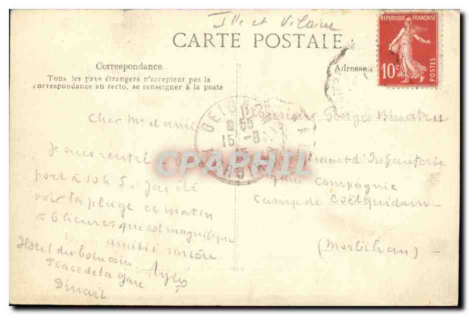 Dinard — Vue vers la Plage prise de la Tour de l'Hôtel Crystal — Éditeur E.D. n°736 — Rückseite