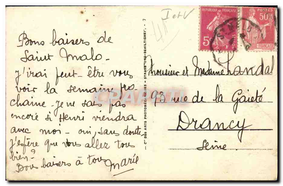 Saint-Malo — La Ville et les Remparts — Craphil 135 — Verso