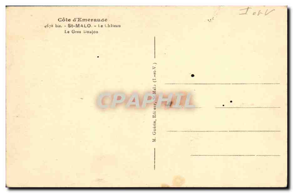 Le Gros Doujon — Château — Éditeur M. Gaétin, St-Malo (Il-et-V) — Reverso