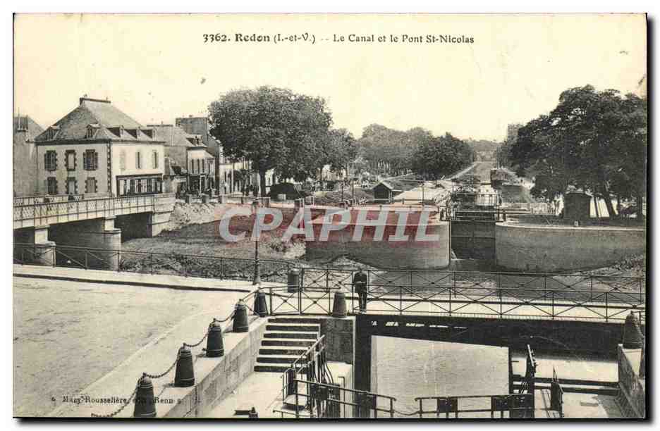 Redon (Ille-et-Vilaine) — Le Canal et le Pont Saint-Nicolas — Mary-Rousselet, Paris