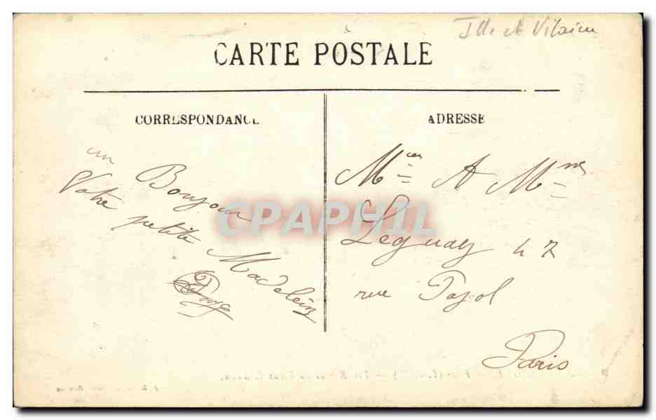 La Bretagne — Hédé (I.-et-V.) — Les Ruines du Vieux Château — J. Sorel, Editeur, Rennes — Verso