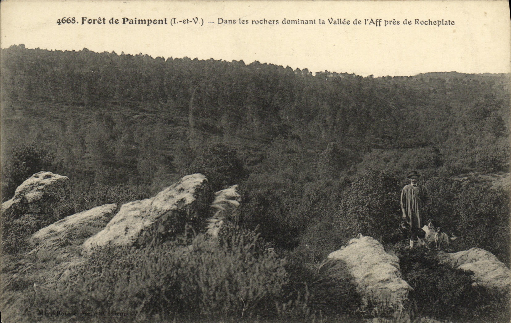 Forêt de Paimpont (Ille-et-Vilaine) — Dans les rochers dominant la Vallée de l’Aff près de Rocheplate — éditeur : Mire-Roussel, 4668
