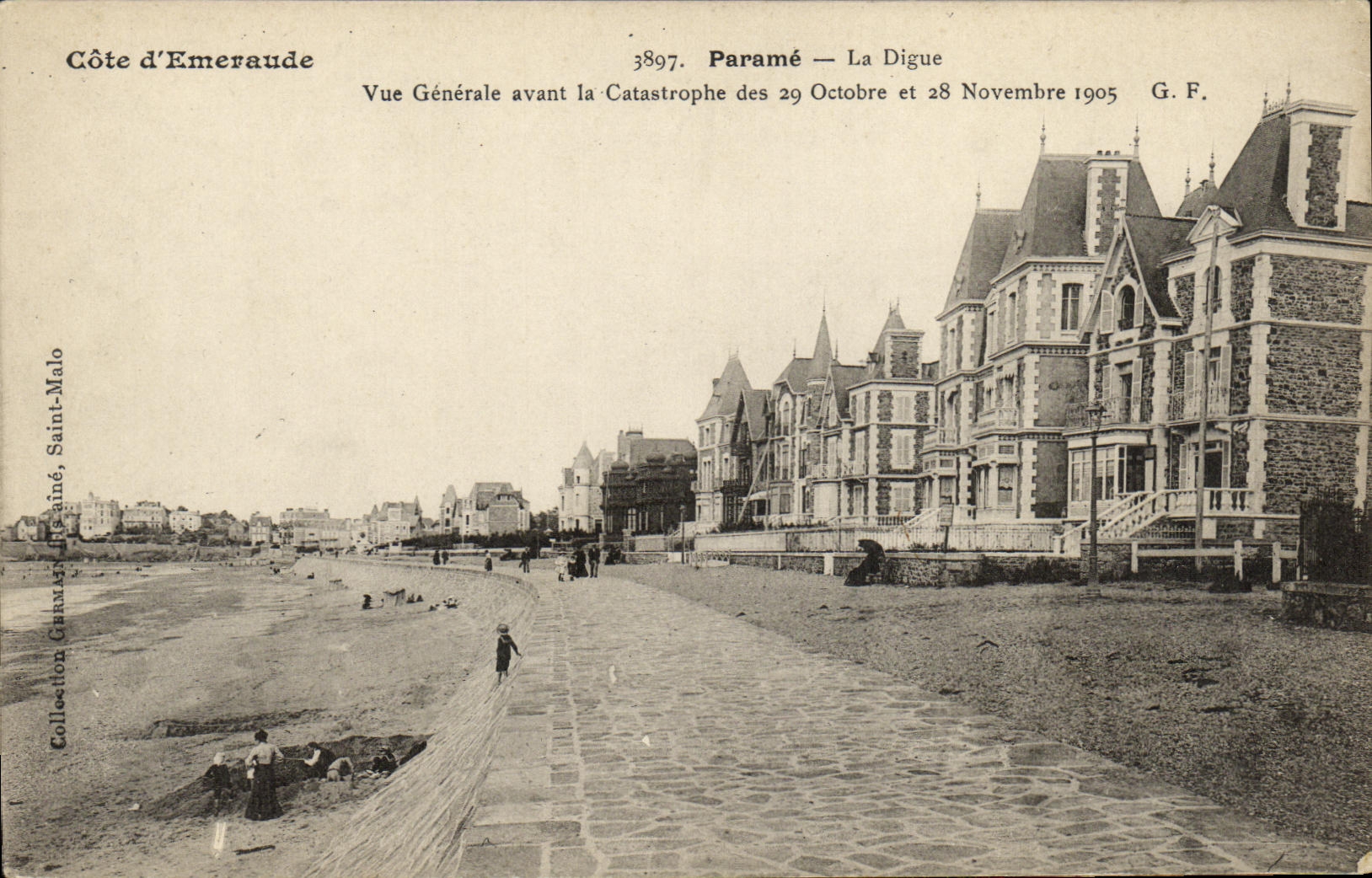 Paramé — La Digue — Vue Générale avant la Catastrophe des 29 Octobre et 28 Novembre 1905 — G.F.