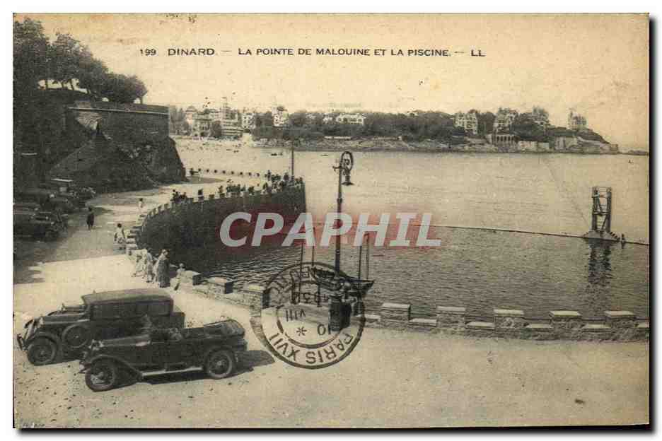 CPA Dinard la pointe de Malouine et la piscine Automobile 