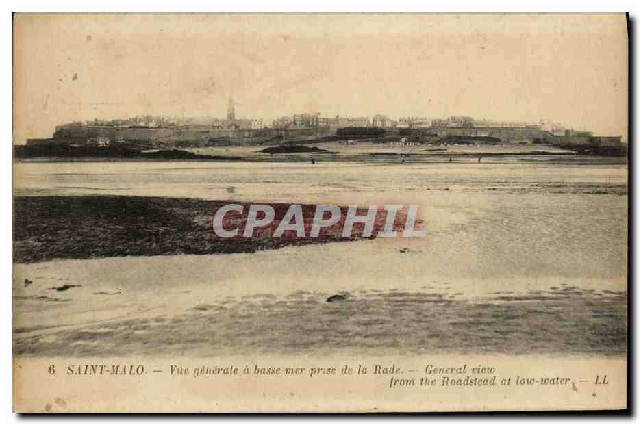 SAINT-MALO — Vue générale à basse mer prise de la Rade — LL