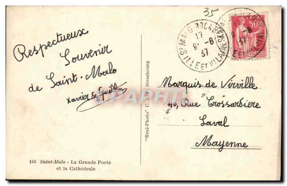 Saint-Malo - Die Große Pforte und die Kathedrale — Verlag C.A.P. Straßburg, Nr. 445 — Rückseite