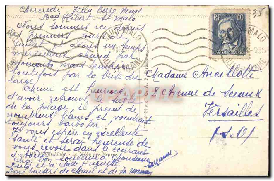 Haven van Mâle — uitzicht op de lantaarn en de boten — uitgever CAA — Achterkant