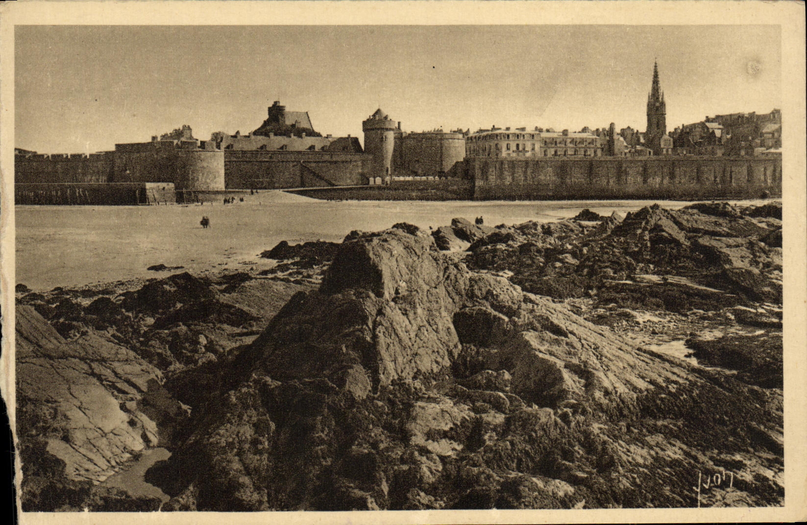 Antike Ansichtskarte Blick auf die Stadt Saint Malo vom Nationalen Fort