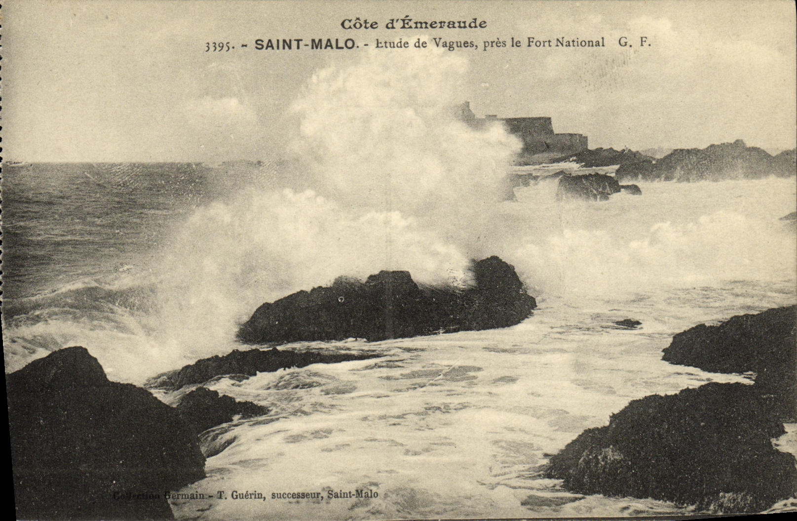 Côte d'Émeraude — Étude de Vagues, près le Fort National — T. Guérin, successeur, Saint-Malo