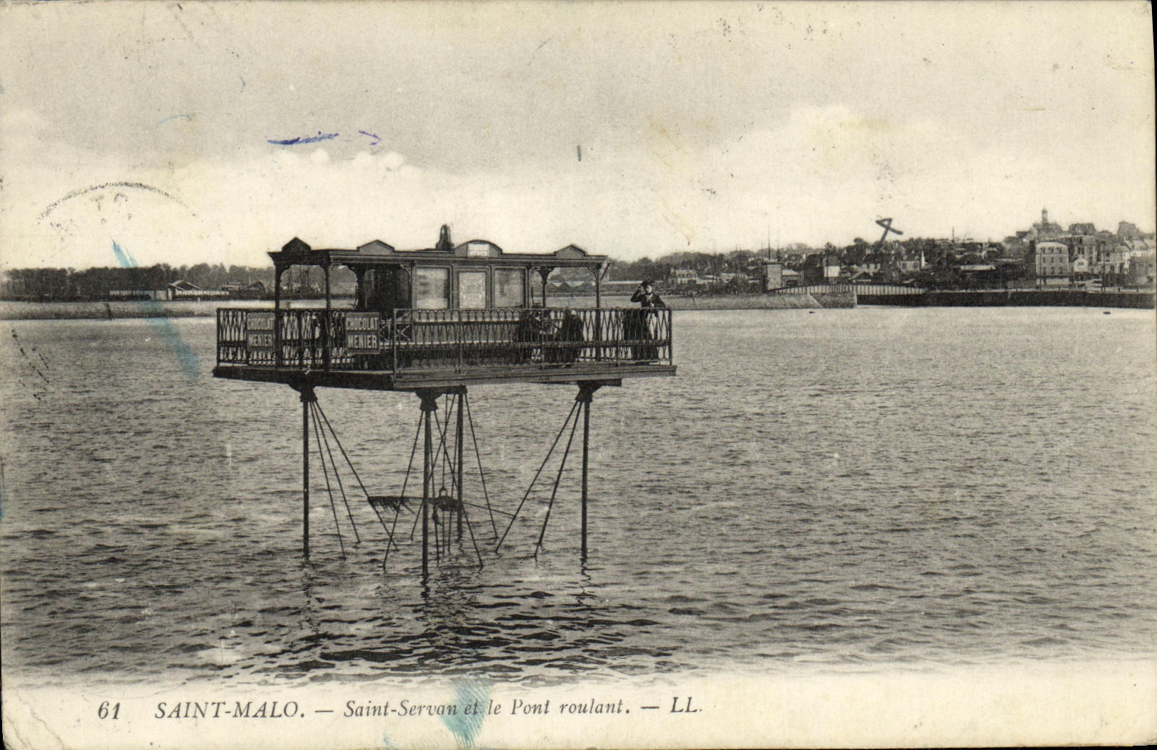 Cartolina d'epoca Saint Malo Saint Servan e il Ponte mobile