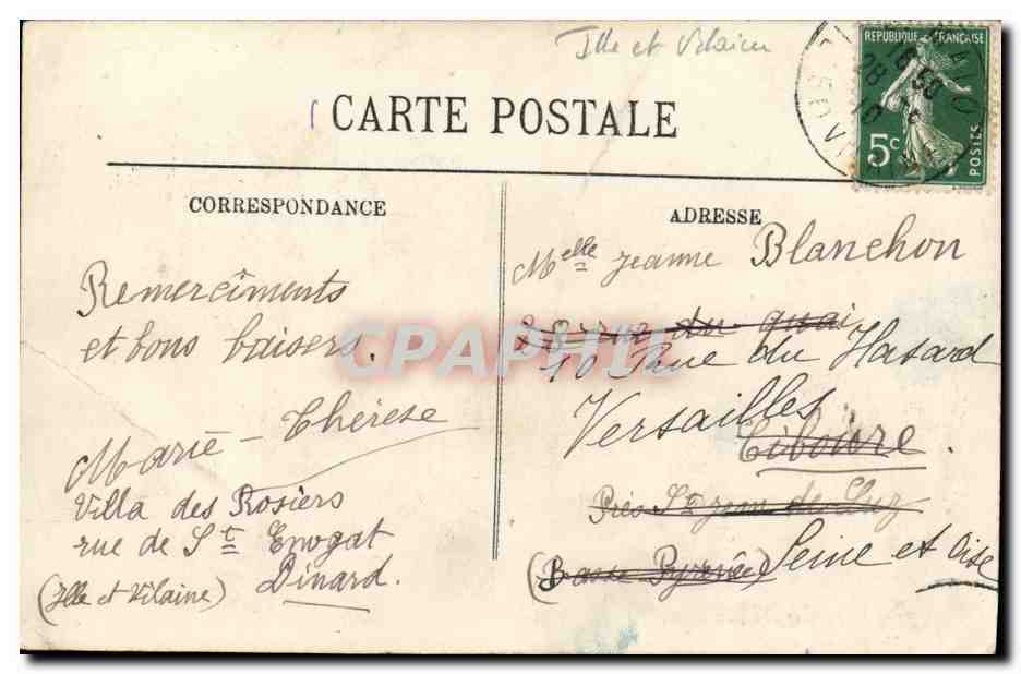 Cartolina d'epoca Saint Malo Saint Servan e il Ponte mobile — Verso