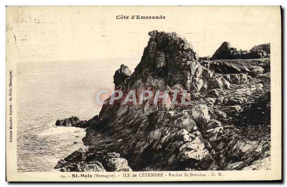 Côte d'Emesaude — Rocher St-Brendan — Édition Maurice Guérin, St-Malo