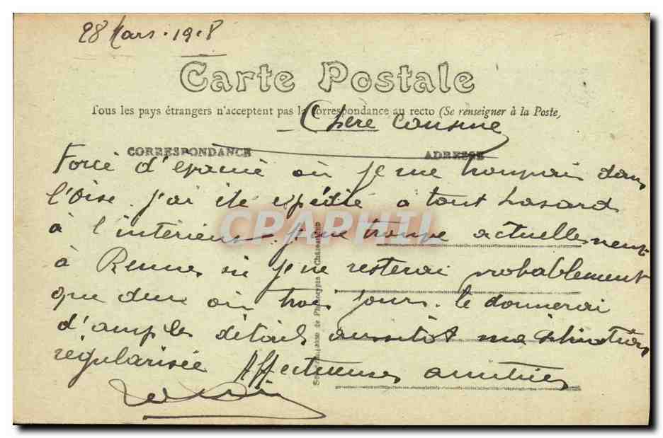 Rennes — Vue Générale prise de Pontchallou — Mary-Ronesellière, Rennes — Verso