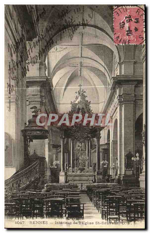CPA Rennes Interieur de l Eglise St Sauveur
