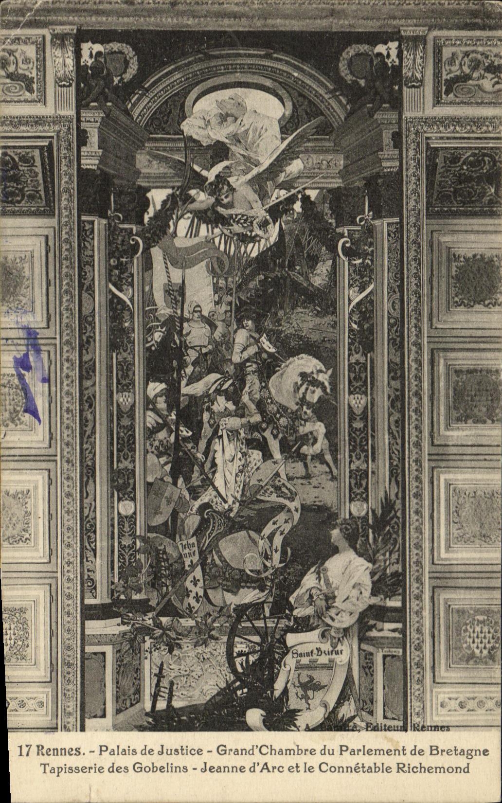 CPA Rennes Place de Justice Grand chambre du Parlement de Bretagne Tapisserie des Gobelins Jeanne d Arc 