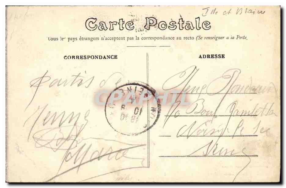 Le Vieil Escalier de la Rue Vasselet — Rennes — Éditeur E. Mary-Rousselière, n°1229 — Verso
