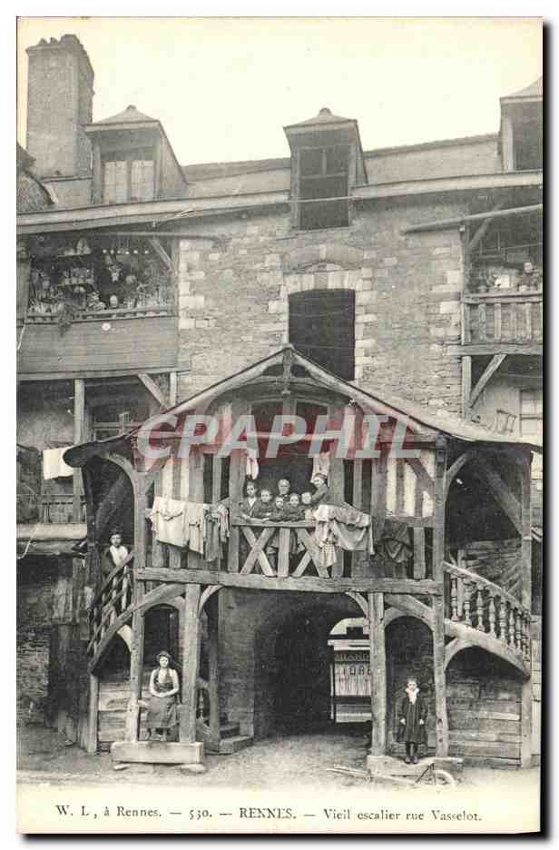 Rennes — Escalera antigua calle Vasselot — W. L. en Rennes, n° 530