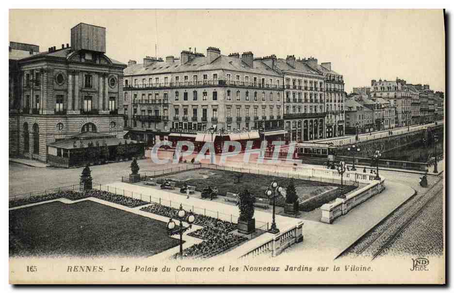 Rennes — Le Palais du Commerce et les Nouveaux Jardins sur la Vilaine — JND Phot.
