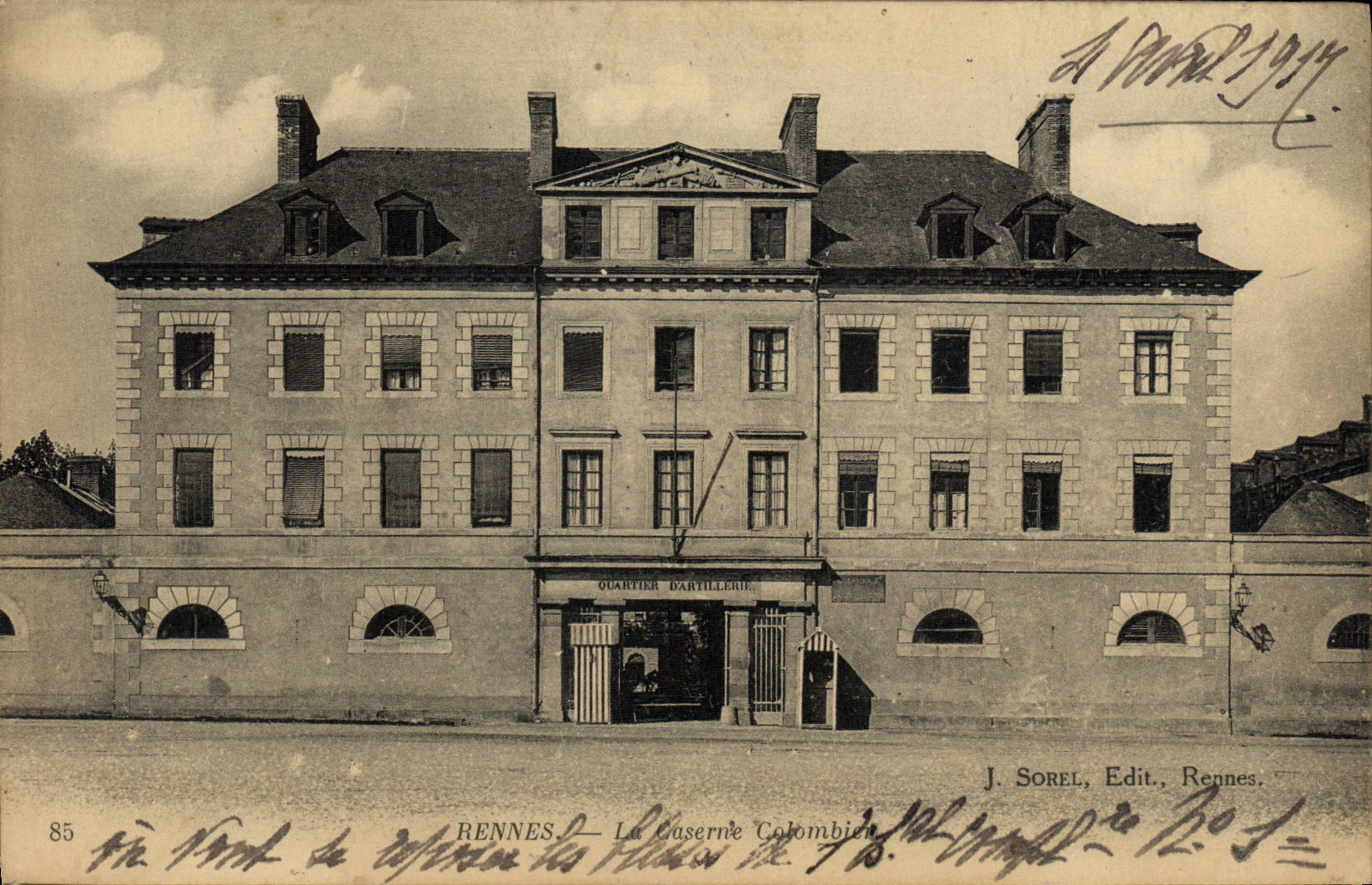 Rennes — La Caserne Colombier — Quartier d'Artillerie — J. Sorel, Edit., Rennes