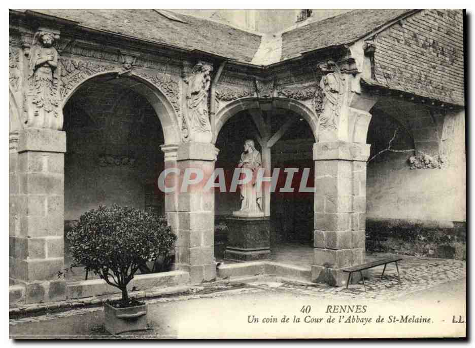 Cour de l'Abbaye de St-Melaine — Rennes — LL, n°40