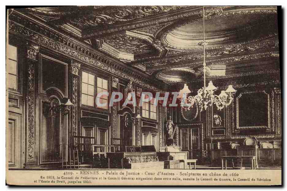 CPA Rennes Palais de Justice Cour d Assises Sculptures en chene de 1660