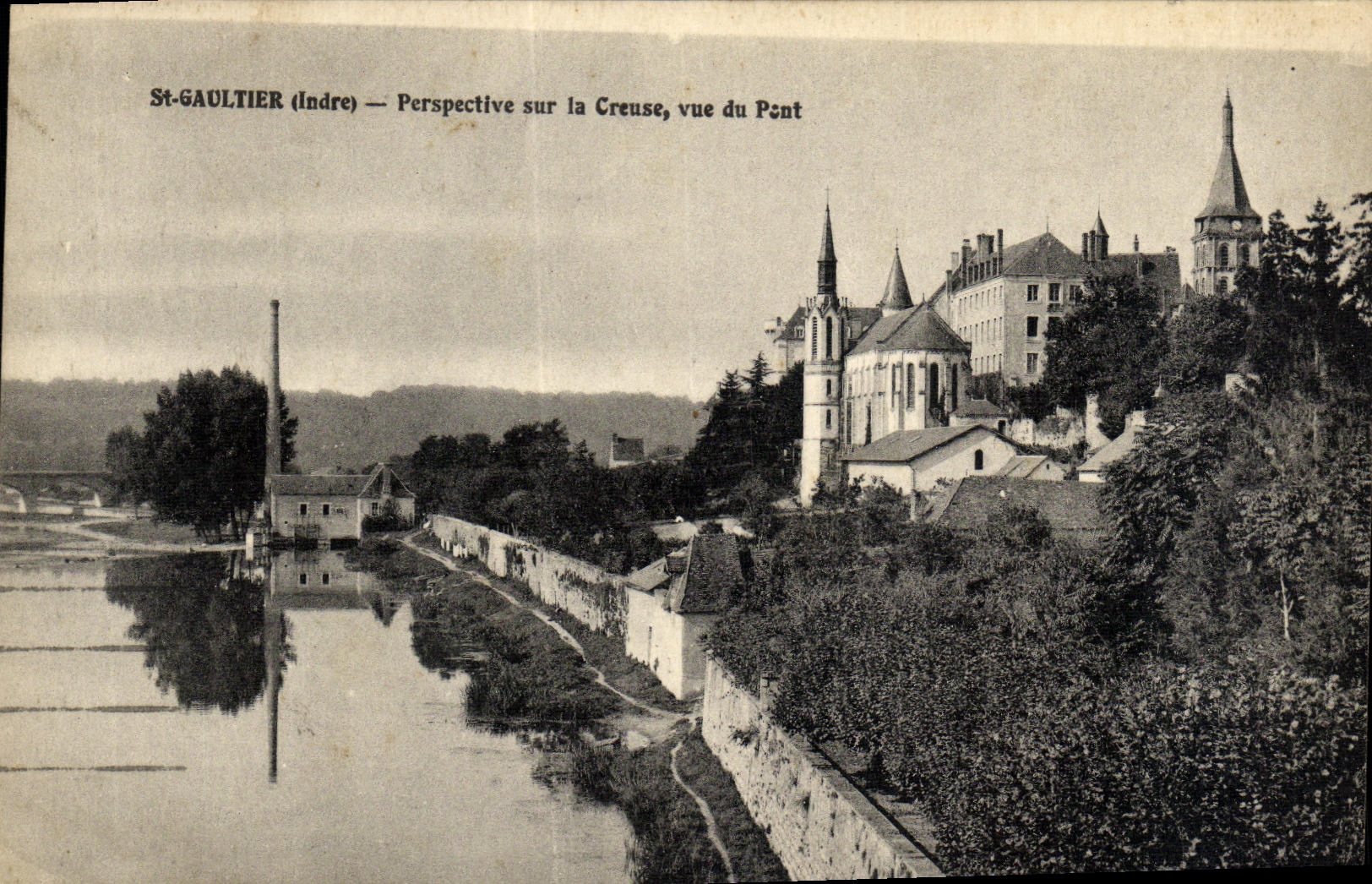 St-Gaultier (Indre) — Perspective sur la Creuse, vue du Pont