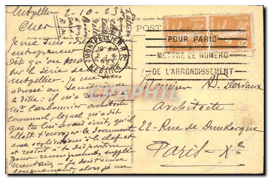 CPA Montpellier Hotel St Come Salles des Seances — Back