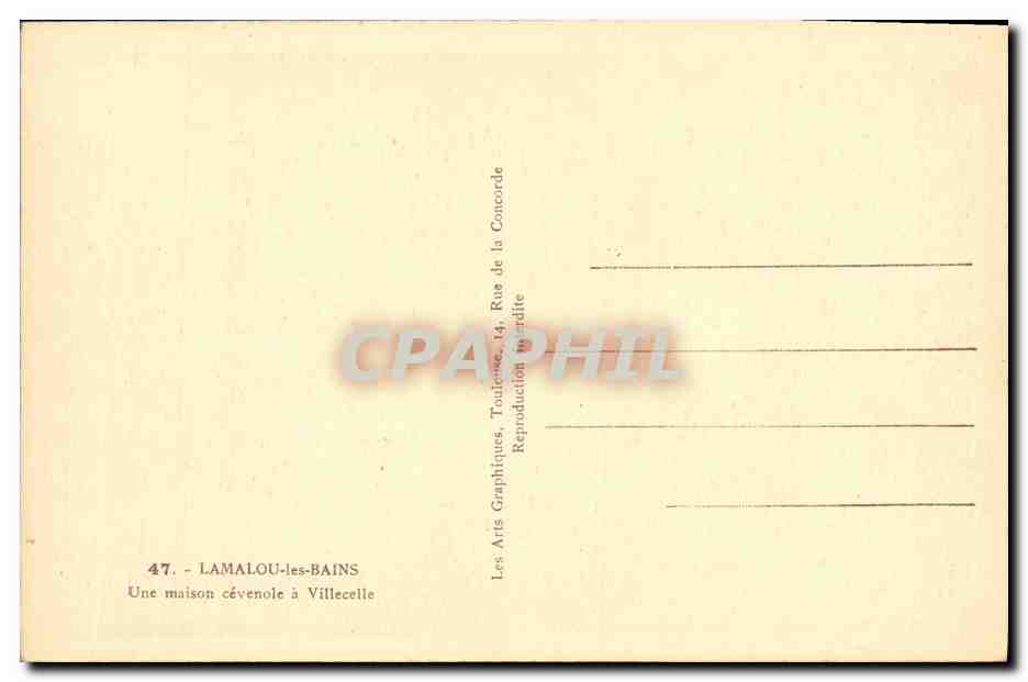 CPA Lamalou les Bains une maison cevenole a Villecelle Folklore Femme — Back