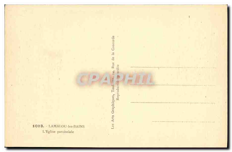 CPA Lamalou les Bains L Eglise paroissiale — Rückseite