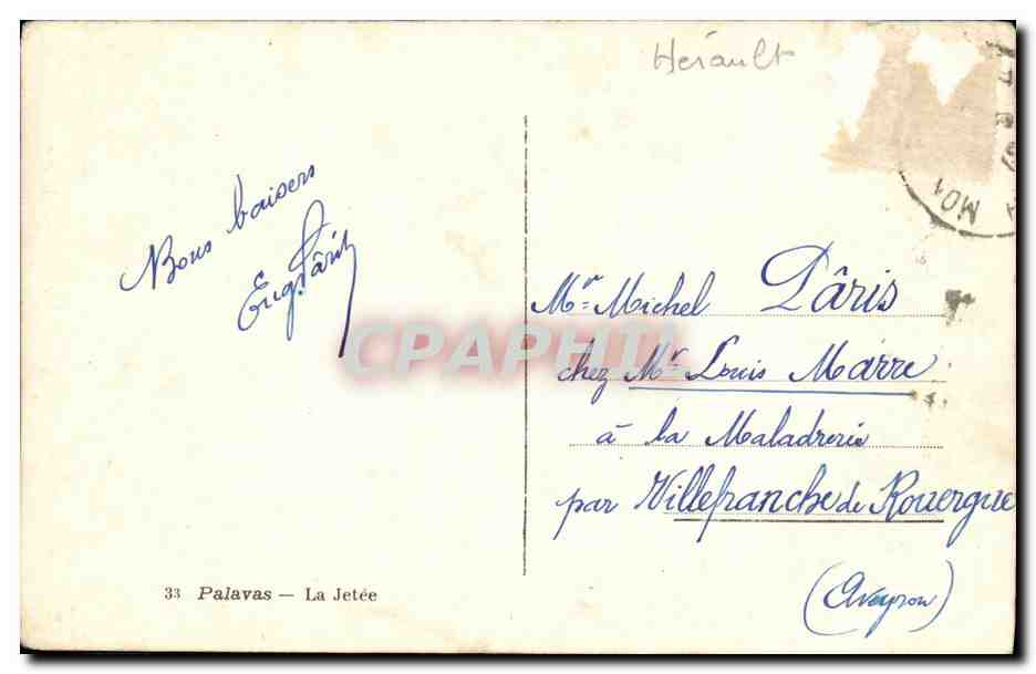 CPA Palavas La Jetee — Verso